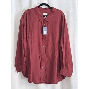 Universal Thread Oversized Fit Burgundy Button Up Shirt 100% Cotton Size 3X NWT